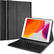 Apple iPad 8th Gen 8 Generation 10.2 Inch 2020 Bluetooth Keyboard Case Cover, Folio Leather Cover Case with Detachable Wireless Bluetooth Keyboard (Black)