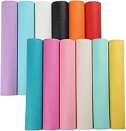 Picheng Solid Faux Leather Sheets: Macaron Jelly Candy Assorted Leather Sheets 12pcs/Set 8.2" x 11.8" Faux Leather Fabric Plain Texture Leather PU Bundle for Earring Bows Crafts (Pastel Colors)
