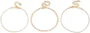 [Generic] Boho Triple Anklet Gold Ankle Bracelets Beach Foot Jewelry Adjustable for Women and Girls
