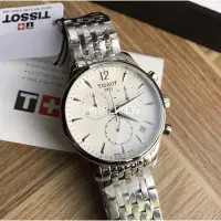 在飛比找Yahoo!奇摩拍賣優惠-【TISSOT】Tradition 經典復刻計時腕錶-銀(T