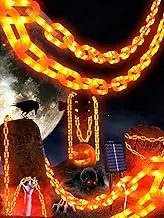 Solar Halloween Decorations Outdoor String Lights - 10 Ft 160 LED Plastic Chain String Lights with Waterproof, 8 Lighting Modes and Timer Function (Orange) US Patent Product