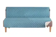 Sofa Slipcover Water Resistant Sofa Cover Reversible Quilted Armless Furniture Protector with Elastic Straps-Blue