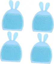 TOVINANNA 4pcs Rabbit Ears Facial Brush Facial Brush Face Wash Manual Face Cleansing Brush Facial Cleansing Handheld Face Wash Brush Lady Facial Brush Blue