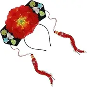 [WHAMVOX] Princess Hairband for Girls Chinese Hanfu Wig Headband Qing Dynasty Headpiece Traditional Style Flower Tassel