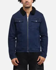 [SAINT MORTA] Saint Morta Sherpa Denim Zip Jacket Indigo/black - Size XL XL Indigo/Black