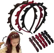 WhaleO Pack of 3 Hair Band with Clips, Double Layer Hair Clip Hairpin Headband Clip Headband with 6 Pieces Hair Pins, Hair Hoop Women's Clips, Hairstyle Aid Headband Women