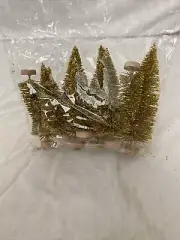 9pcs Mini Christmas Trees Ornament Snow Frost Small Pine Tree XMAS Decor House