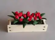 Red Tulips in Flower Window Box, Dollhouse Miniature 1:12
