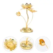 High-footed Lotus Carving Candle Holder Gold Candlestick Buddhist Candle Holder