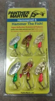 Panther Martin Hammered Spinner Fishing Lure Kit (6-Pack), Gold/Silver