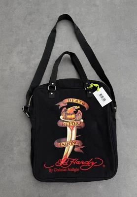 Rare Y2K ED HARDY By CHRISTIAN AUDIGIER ''Death Before Dishonor'' Messenger Bag