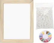 sourcing map Paper Making Screen with Decorate Sequins Wooden Paper Making 9.8" x 19" Papermaking Frame Kit for DIY Paper Craft Making Cards, Bookmarks