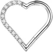 [Piercingpops] 316L Stainless Steel Heart Cartilage Conch Daith Rook Tragus Helix Earrings Cubic Zirconia Hoop Hinged Segment Septum Clicker Ring Nose Rings Hoop Piercing Jewelry