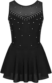 [Rswnyirn] Kids Big Girls Sparkly Rhinestones Ballet Dance Gymnastic Leotard Tutu Dress Figure Ice Skating Active Dress