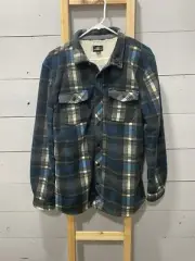 O'Neill Grey Plaid Sherpa Lined Shacket Jacket Snap SuperFleece Men's Large NWT
