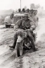 WW2 WWII Photo German Motorcycle Soldier Eastern Front World War Two 4241