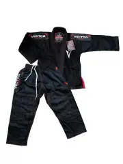 Vector Sports Gear Attila Black Brazilian Jiu Jitsu Gi Top Pants Set K1 No Belt