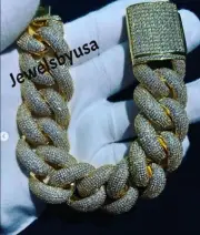 Genuine Moissanite 20mm x 8" Mens Thickness Miami Cuban Link Bracelet 925 Silver