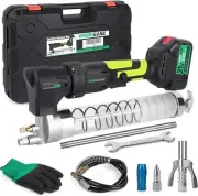 Cordless Grease Gun Kit 21V Pumping Grease Fittings Spring Flex Hose 3 Nozzle Ne