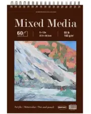Mixed Media Sketch Pad, 9 x 12 inches, 60 Sheets (98lb/160gsm) Heavyweight Dr...