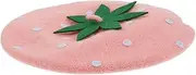 [BESTYASH] Children's Hat Fluffy Hats Bunny Hat Boys Hats Straw Hat French Beanie Cap Strawberry Lolita Hat Felt Hats for Women Furry Hat French Hat Strawberry Hood Hat Wool Blend Pink