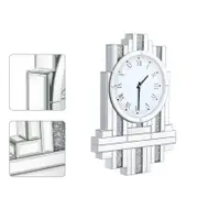 Large Mirrored Wall Clock 60cm silver Glass Hallway Kitchen Chic Home Art decor