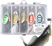 Fishing Bait | Walleye Spinner Bait - Fishing Spinnerbait Metal Spinner Lure Kit with Tackle Boxes for Bass Trout Salmon Walleye