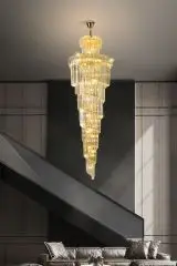 Delessi Verona 13LT Crystal Spiral Chandelier - Gold