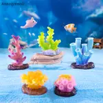 ANNA 仿真彩色珊瑚小雕像公仔工藝品公仔擺件微型家居裝飾品迷你珊瑚礁裝飾 EN