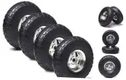 (4 Pack) 10" Heavy-Duty Replacement Tire and Wheel - 4.10/3.50-4" with 10"