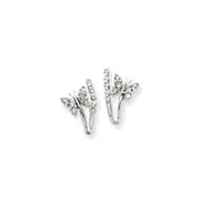 14k White Gold Real Diamond Butterfly Earrings