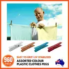 960 x PLASTIC CLOTHES PEGS | Spring Pegs Clothespins Washing Line Drying Clips