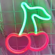 Cherry Light Neon Signs,Fruit Neon Lights for Wall Decor LED Signs for Bedroom,USB or Battery LED Light Up Signs for Christmas,Birthday,Wedding Party,Kids Room,New Year Home Decor (Red)