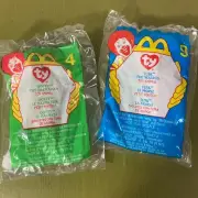 Lot of 2 Tusk & Dotty Ty Beanie Babies McDonald's walrus dog new & sealed pkg