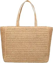 [Roxy] Large Capacity Lightweight Causal Woven Straw Jute Beach Tote Bag
