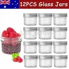 12 Pack Glass Jars ＆ Lid Small Food Candy Storage Mason Jam Bottle Container Set