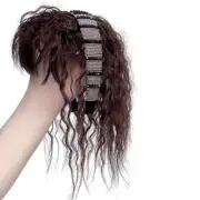 Human Hair Topper Toupee French Wavy Bangs Headband Clip in Hairpiece Wigs Women