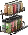 2 Tier Slide Out Spice Rack Organizer Black Kitchen Cabinet Storage Shelf