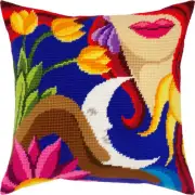 DIY Needlepoint/Tapestry Pillow Kit "Fantasy. Spring" 16x16 in / 40x40 cm