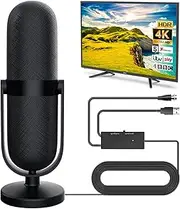 TOGETDREAM TV Aerial Indoor with 360° Long Range Reception Amplifier Signal Booster High Gain Freeview TV Antenna with 16.4Ft Coax Cable/Magnetic Base Support 4k/HDTV/1080P for TV Local Channels