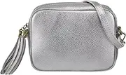 [SH Leder] Genuine Leather Shoulder Bag Medium Small Evening Bag Clutch Crossbody Bag Messenger Handbag with Zip 21 x 15 cm Chiara G209