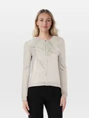 Grey Wool Frill Cardigan & Vest Set