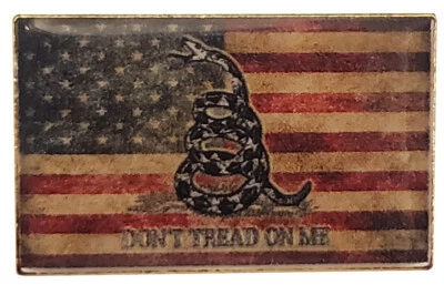 Pack of 50 USA Gadsden Don't Tread On Me Tea Stained Vintage Cap Hat Lapel Pin