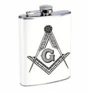 Freemason G R1 Flask 8oz Silver Stainless Steel Hip Drinking Whiskey