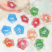 OLIGEI Starfish Floating Bath Toys, 12pcs Bathtub Numbers Theme Set, Montessori Educational Water Pool Toy Learning Activities Shower Toy Gift for for Baby Infants Kids Toddler Party Decoration