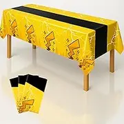 iCrius 3-Pack Yellow Cartoon Plastic Birthday Tablecloths - 54x108in Rectangle Party Table Covers for Little Ones & Adults, Durable Birthday Party Decorations