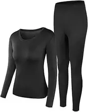 [PISIQI] Thermal Underwear Women Ultra-Soft Long Johns Set Base Layer Skiing Winter Warm Top & Bottom, Army