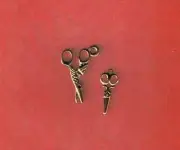 Gold Scissor Pair Charms 25mm and 18mm (per 5 pair charms)