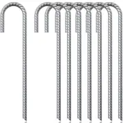 J Hook Rebar Stakes 12 Inch (12 Pack) - Rebar Ground Anchors - Heavy Duty Pro...