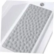 Non-Slip Bathtub Mat Soft Rubber Bathroom Bathmat with 16x31.5 inch Grey